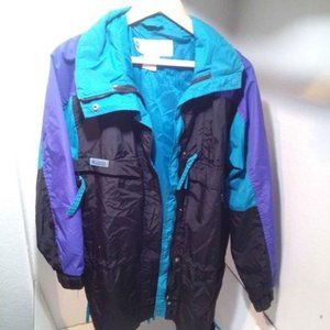 Vintage Retro Columbia Coat Large Gizzmo Jacket Radial Sleeves Color Block Adult